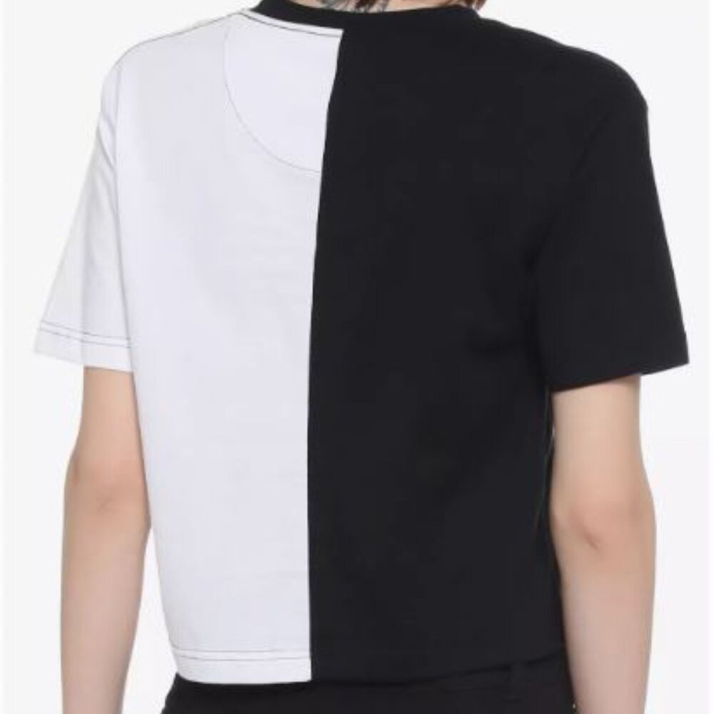 .Black & White Split Crop T-Shirt from HOT TOPIC - Picture 3 of 8